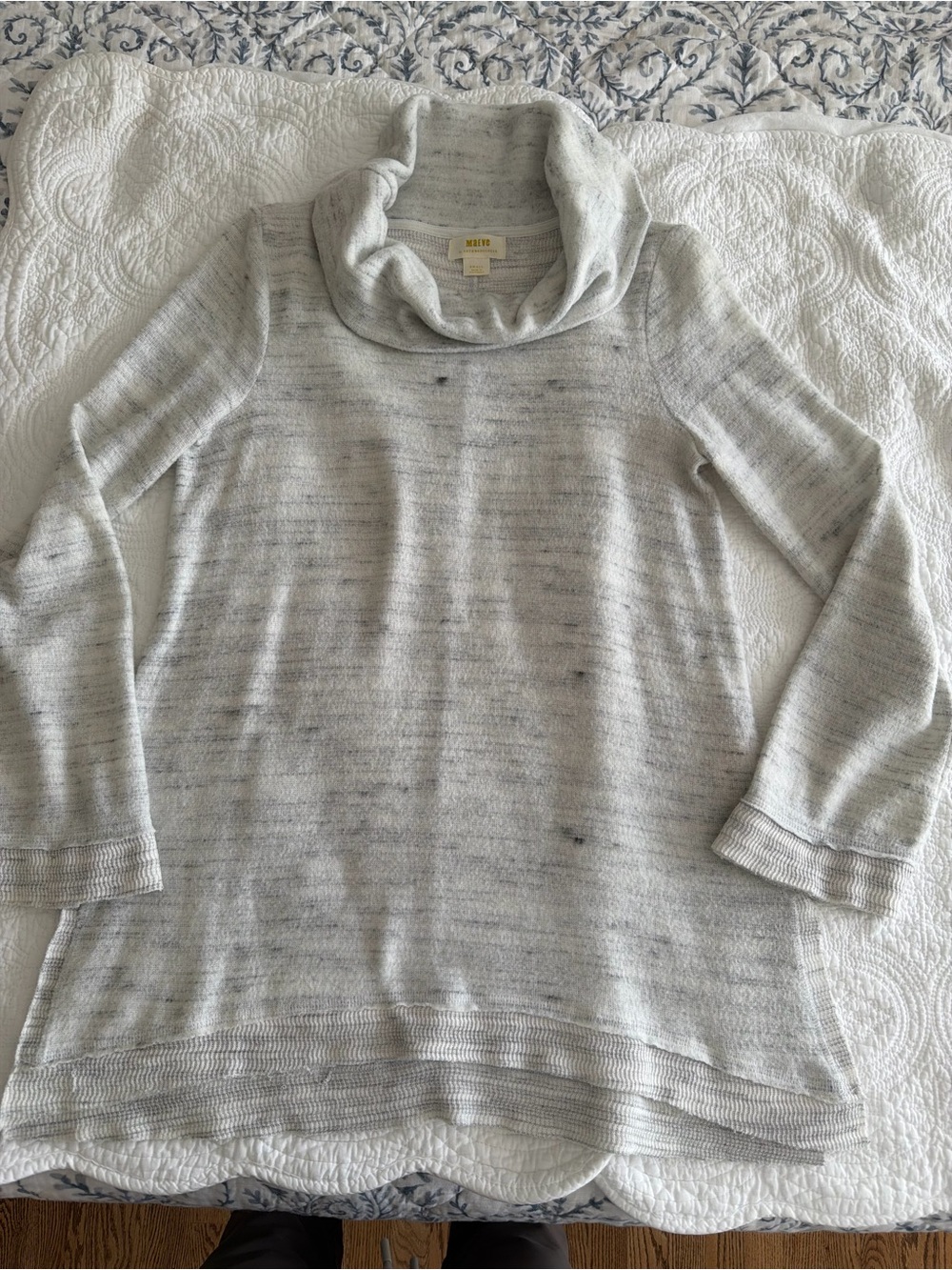 Maeve Heathered Light Gray Knit Pullover